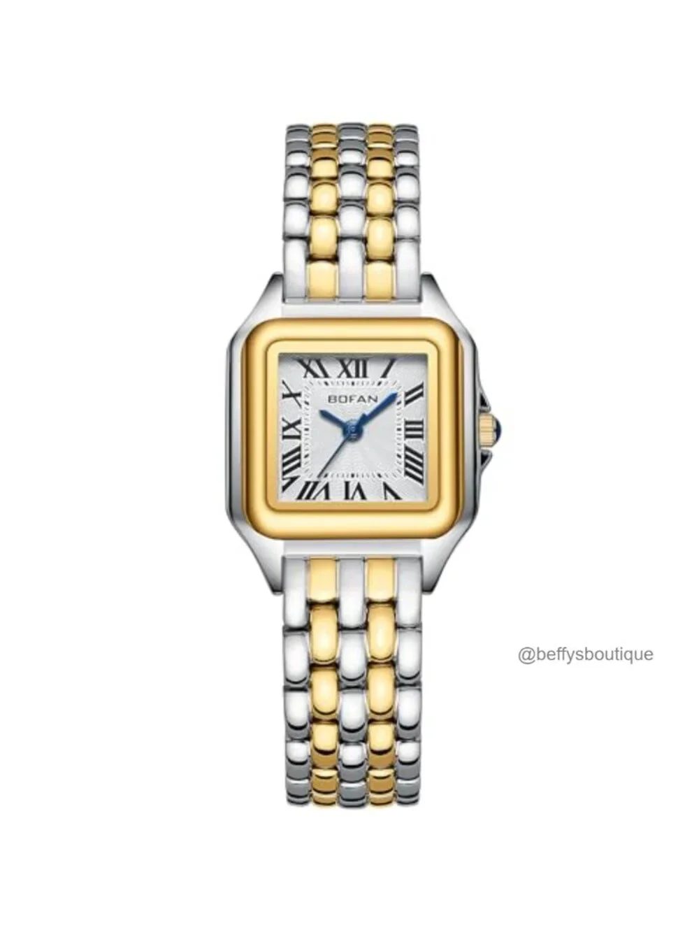 Square Gold Stainless Steel Quartz Watch Small Roman Dial Dress Watch Water